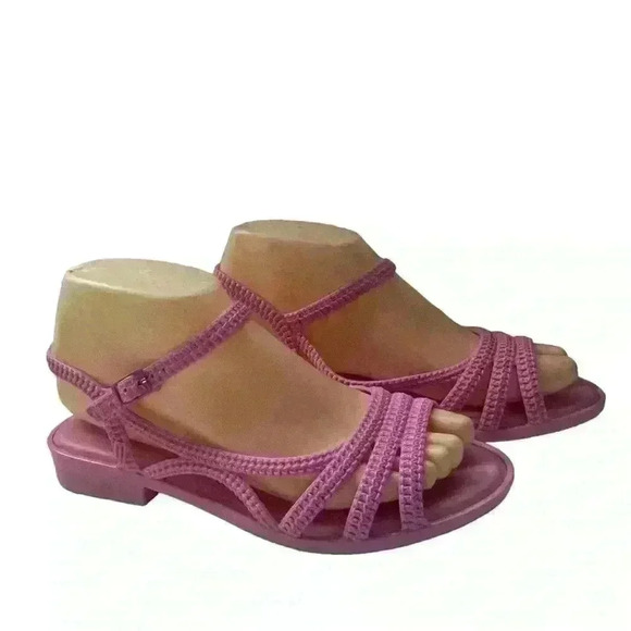 Melissa Womens Pink Braided Jelly Rubber Open Toe Sandals Size 6 - Picture 4 of 13